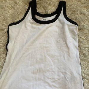 white and black border racer back athletic top size medium EXCELLENT CONDITION!!
